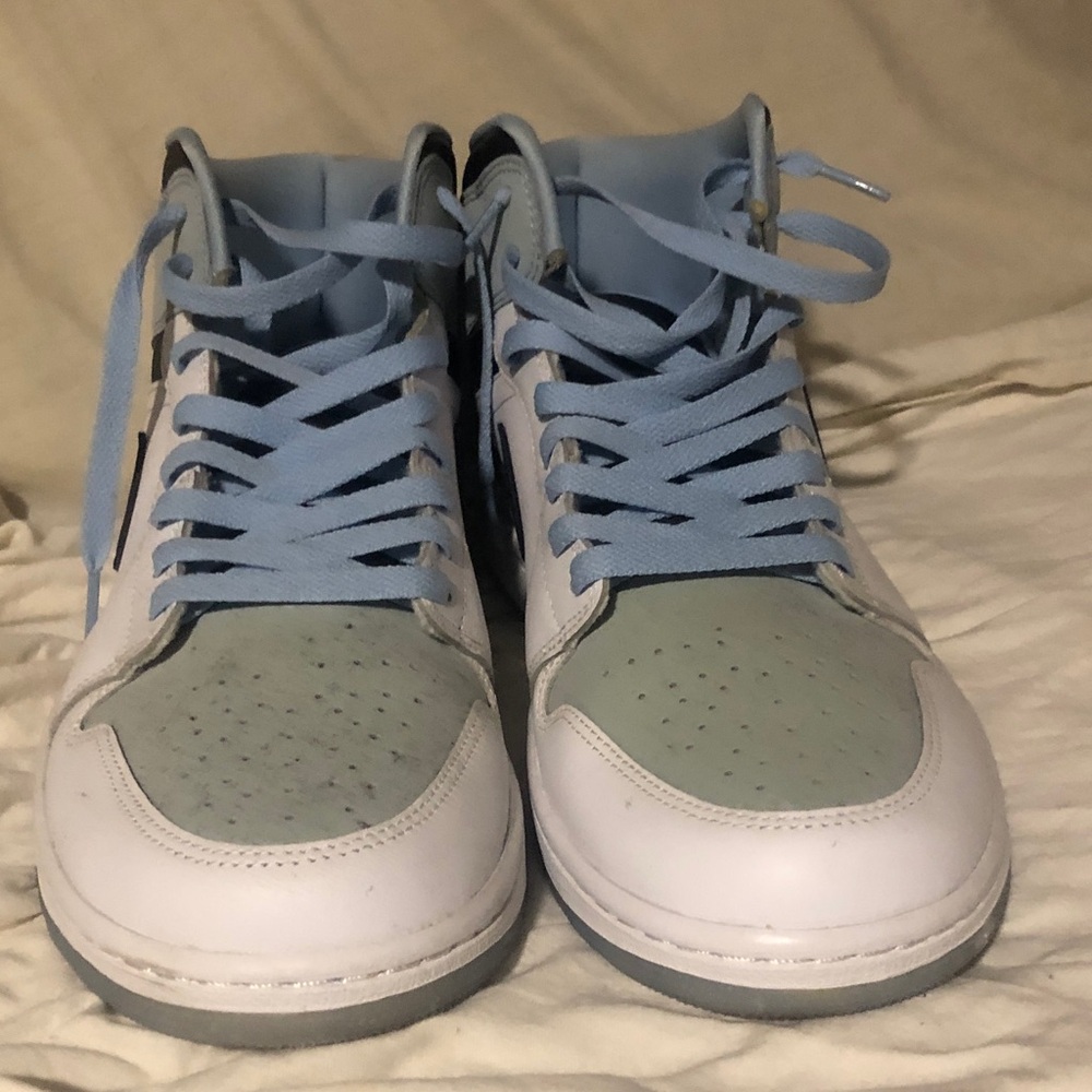 Jordan High-Top Sneakers in White and Light Blue